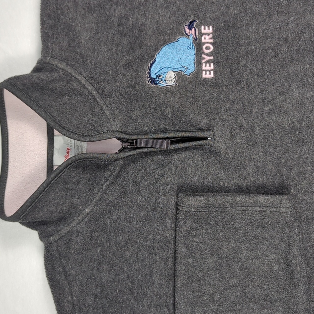 Vintage Disney Store Exclusive Eeyore Quarter Zip Fleece Pullover Gray Womens XL